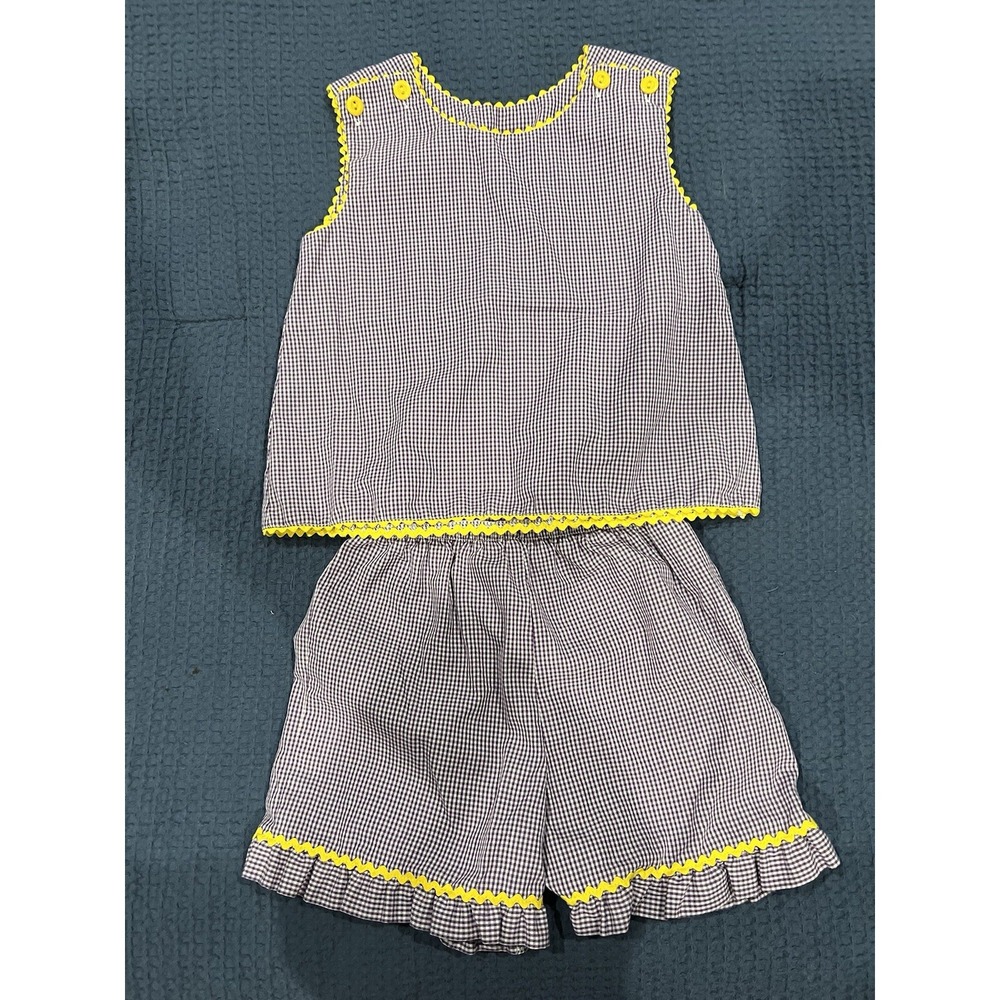 Little Girls 2 Piece Set By "Be Mine" Top And Shorts Purple And White H13